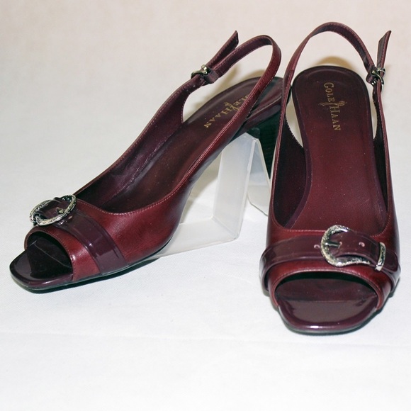 Cole Haan Nike Air Slingbacks 8 Patent and Embossed LeatheWomen Sandals Size 8 - Picture 1 of 5
